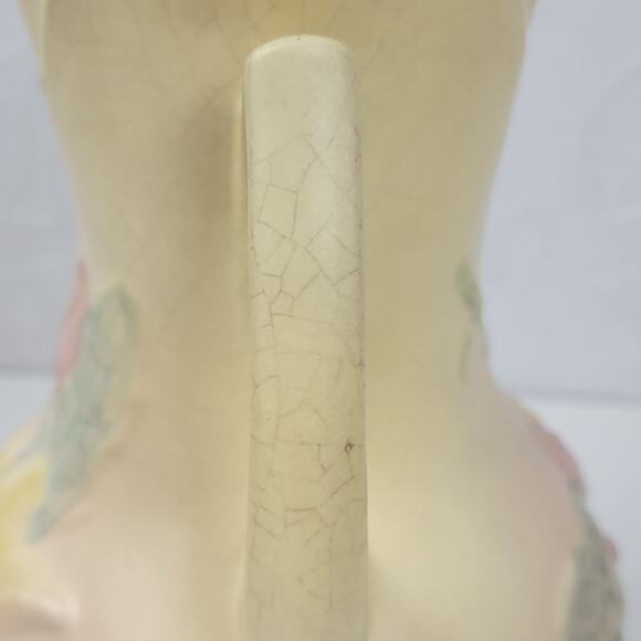 VTG Hull Pottery Magnolia Flower Vase Footed Matte‎ Yellow 2 Handle Art Nouveau - Picture 7 of 16